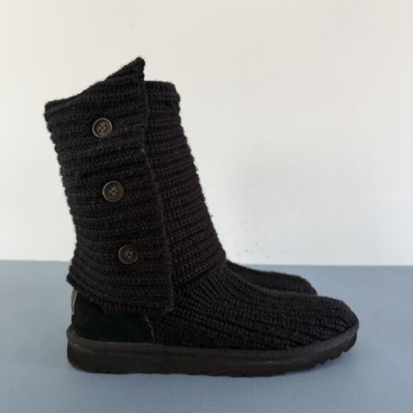 UGG Australia Cardy Classic Knit Sweater Black Tall Boots - Picture 3 of 7